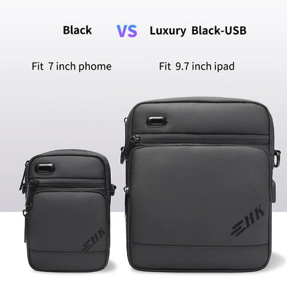 HcanKcan Men's Bag Luxury Men Shoulder Bag For 9.7" iPad Casual Crossbody Bags High Quality Male Purse Phone Men's Chest Pack
