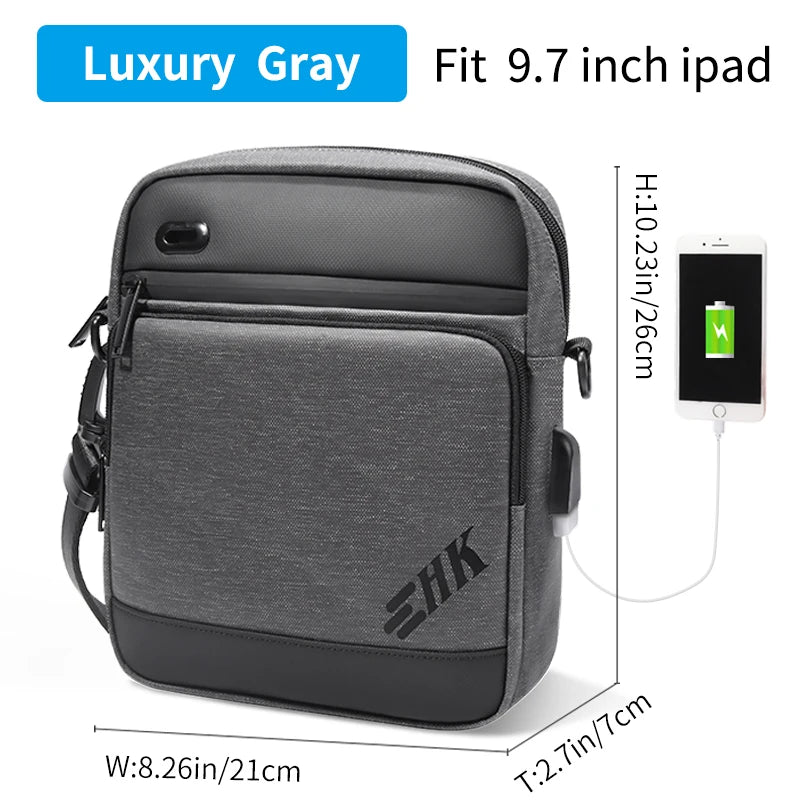 HcanKcan Men's Bag Luxury Men Shoulder Bag For 9.7" iPad Casual Crossbody Bags High Quality Male Purse Phone Men's Chest Pack