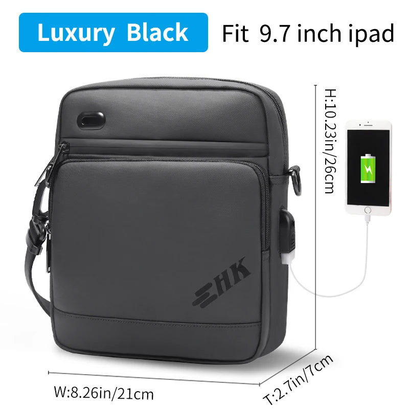 HcanKcan Men's Bag Luxury Men Shoulder Bag For 9.7" iPad Casual Crossbody Bags High Quality Male Purse Phone Men's Chest Pack