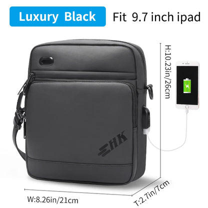 HcanKcan Men's Bag Luxury Men Shoulder Bag For 9.7" iPad Casual Crossbody Bags High Quality Male Purse Phone Men's Chest Pack